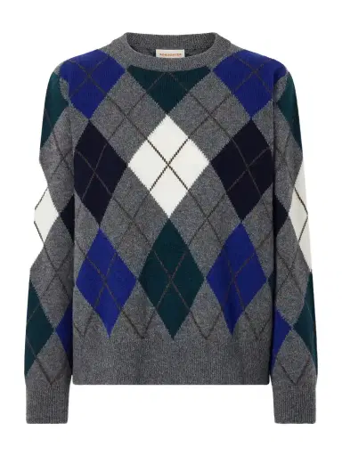 Daughter Ava Argyle Checked Wool Sweater | Thumbnail 1 Daughter Ava Argyle Checked Wool Sweater | Thumbnail 1