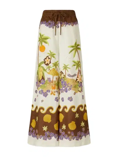 ALÉMAIS Island Cove Printed Linen Wide-leg Pants | Thumbnail 1 ALÉMAIS Island Cove Printed Linen Wide-leg Pants | Thumbnail 1