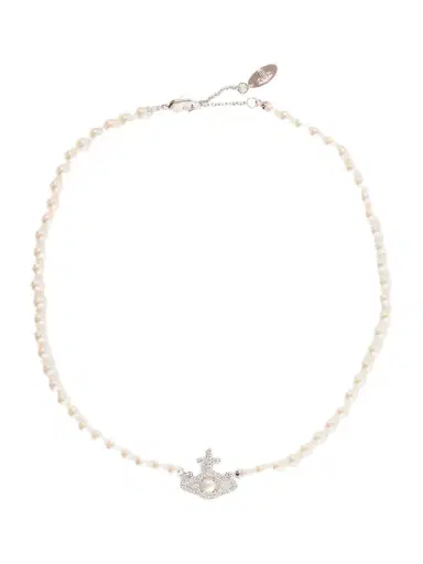 Vivienne Westwood Olympia Platinum-tone Crystal And Pearl Necklace | Thumbnail 1 Vivienne Westwood Olympia Platinum-tone Crystal And Pearl Necklace | Thumbnail 1