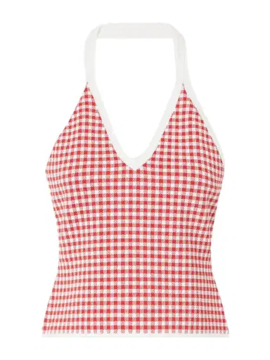 Posse Micah Checked Knitted Halterneck Top | Thumbnail 1 Posse Micah Checked Knitted Halterneck Top | Thumbnail 1