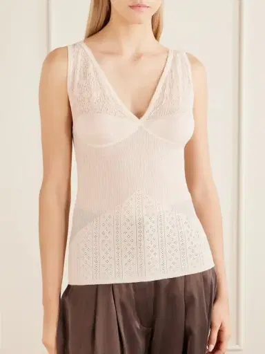 Zimmermann Lace-trimmed Pointelle-knit Wool-blend Top | Thumbnail 3 Zimmermann Lace-trimmed Pointelle-knit Wool-blend Top | Thumbnail 3