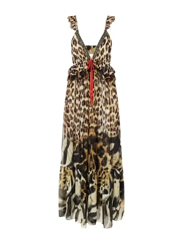 Leotigra Land Crystal-embellished Animal-print Silk Maxi Dress Leotigra Land Crystal-embellished Animal-print Silk Maxi Dress