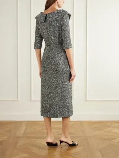 Alessandra Rich Bow-detailed Silk-trimmed Tweed Midi Dress | Thumbnail 3 Alessandra Rich Bow-detailed Silk-trimmed Tweed Midi Dress | Thumbnail 3