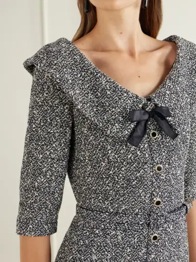 Alessandra Rich Bow-detailed Silk-trimmed Tweed Midi Dress | Thumbnail 4 Alessandra Rich Bow-detailed Silk-trimmed Tweed Midi Dress | Thumbnail 4