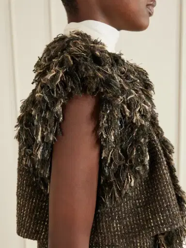 Sacai Bow-detailed Fringed Wool-blend Tweed Vest | Thumbnail 5 Sacai Bow-detailed Fringed Wool-blend Tweed Vest | Thumbnail 5