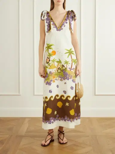 ALÉMAIS Island Cove Ballet Day Printed Linen Midi Dress | Thumbnail 2 ALÉMAIS Island Cove Ballet Day Printed Linen Midi Dress | Thumbnail 2