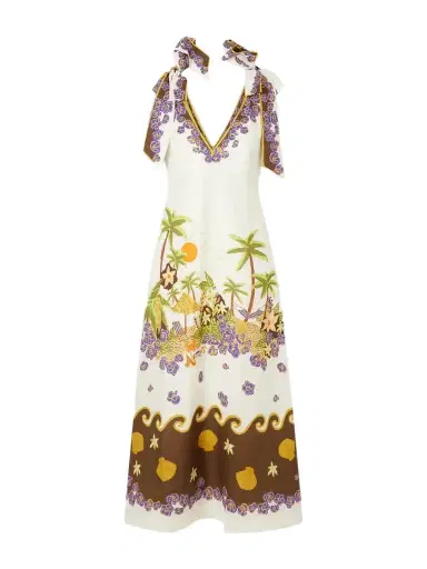 ALÉMAIS Island Cove Ballet Day Printed Linen Midi Dress | Thumbnail 1 ALÉMAIS Island Cove Ballet Day Printed Linen Midi Dress | Thumbnail 1