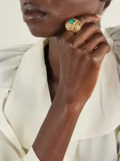 PAOLA SIGHINOLFI Reef 18-karat Gold-plated Pewter And Onyx Ring | Thumbnail 2 PAOLA SIGHINOLFI Reef 18-karat Gold-plated Pewter And Onyx Ring | Thumbnail 2
