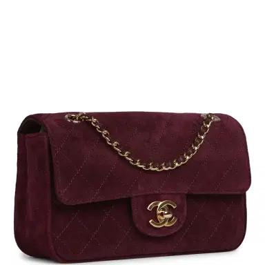 Chanel Chanel Mini "Souplissimo" Flap Bag Burgundy Suede Gold Hardware | Thumbnail 2 Chanel Chanel Mini "Souplissimo" Flap Bag Burgundy Suede Gold Hardware | Thumbnail 2