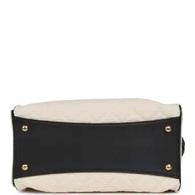 Chanel Chanel Small 25 Hobo Bag Ecru Canvas and Black Calfskin Gold Hardware | Thumbnail 7 Chanel Chanel Small 25 Hobo Bag Ecru Canvas and Black Calfskin Gold Hardware | Thumbnail 7