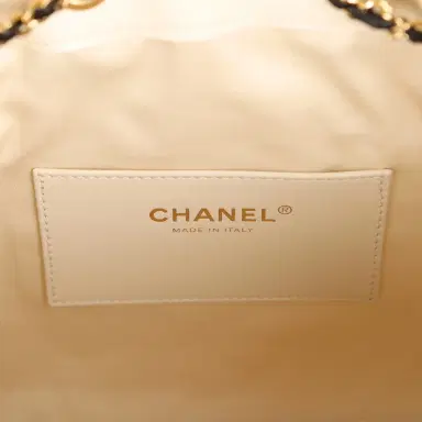 Chanel Chanel Small 25 Hobo Bag Ecru Canvas and Black Calfskin Gold Hardware | Thumbnail 8 Chanel Chanel Small 25 Hobo Bag Ecru Canvas and Black Calfskin Gold Hardware | Thumbnail 8
