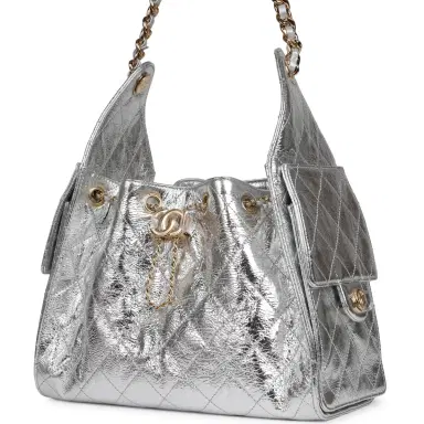 Chanel Chanel Small 25 Hobo Bag Silver Metallic Calfskin Gold Hardware | Thumbnail 5 Chanel Chanel Small 25 Hobo Bag Silver Metallic Calfskin Gold Hardware | Thumbnail 5