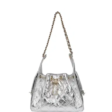 Chanel Chanel Small 25 Hobo Bag Silver Metallic Calfskin Gold Hardware | Thumbnail 6 Chanel Chanel Small 25 Hobo Bag Silver Metallic Calfskin Gold Hardware | Thumbnail 6
