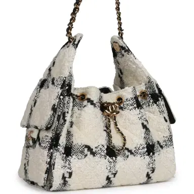 Chanel Chanel Small 25 Hobo Bag White, Black Tweed Gold Hardware | Thumbnail 2 Chanel Chanel Small 25 Hobo Bag White, Black Tweed Gold Hardware | Thumbnail 2