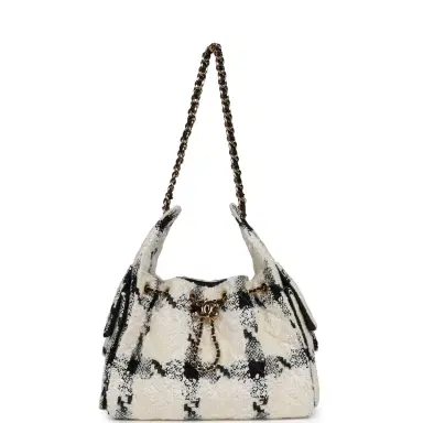 Chanel Chanel Small 25 Hobo Bag White, Black Tweed Gold Hardware | Thumbnail 6 Chanel Chanel Small 25 Hobo Bag White, Black Tweed Gold Hardware | Thumbnail 6