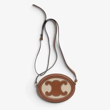 Celine Celine Brown & Beige Woven Canvas Triomphe Mini Oval Crossbody Bag by The Solist | Thumbnail 5 Celine Celine Brown & Beige Woven Canvas Triomphe Mini Oval Crossbody Bag by The Solist | Thumbnail 5