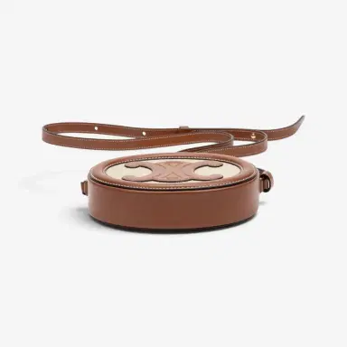Celine Celine Brown & Beige Woven Canvas Triomphe Mini Oval Crossbody Bag by The Solist | Thumbnail 6 Celine Celine Brown & Beige Woven Canvas Triomphe Mini Oval Crossbody Bag by The Solist | Thumbnail 6