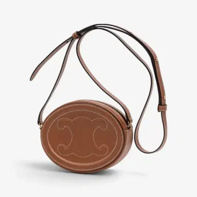 Celine Celine Brown Smooth Leather Triomphe Mini Oval Crossbody Bag by The Solist | Thumbnail 2 Celine Celine Brown Smooth Leather Triomphe Mini Oval Crossbody Bag by The Solist | Thumbnail 2