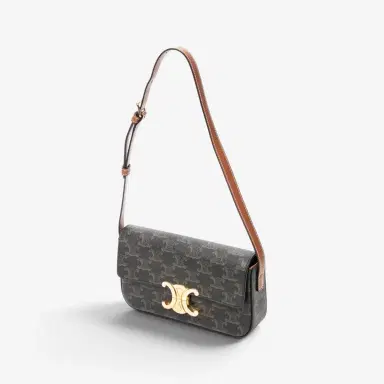 Celine Celine Triomphe Brown/Gray Coated Canvas Claude Shoulder Bag by The Solist | Thumbnail 2 Celine Celine Triomphe Brown/Gray Coated Canvas Claude Shoulder Bag by The Solist | Thumbnail 2