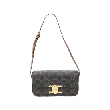 Celine Celine Triomphe Brown/Gray Coated Canvas Claude Shoulder Bag by The Solist | Thumbnail 1 Celine Celine Triomphe Brown/Gray Coated Canvas Claude Shoulder Bag by The Solist | Thumbnail 1