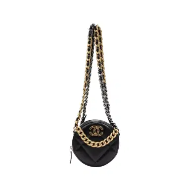 Chanel Chanel Black Large Quilted Lambskin 19 Round Chain Small Clutch Bag by The Solist | Thumbnail 1 Chanel Chanel Black Large Quilted Lambskin 19 Round Chain Small Clutch Bag by The Solist | Thumbnail 1