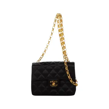Chanel Chanel Classic Mini Timeless Black Satin Canvas Square Flap Bag by The Solist | Thumbnail 1 Chanel Chanel Classic Mini Timeless Black Satin Canvas Square Flap Bag by The Solist | Thumbnail 1