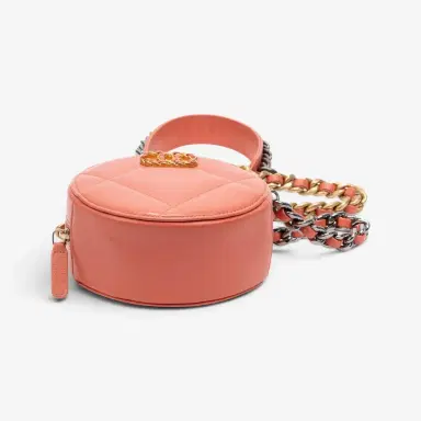 Chanel Chanel Pink Peach Lambskin Leather 19 Round Chain Mini Clutch by The Solist | Thumbnail 6 Chanel Chanel Pink Peach Lambskin Leather 19 Round Chain Mini Clutch by The Solist | Thumbnail 6