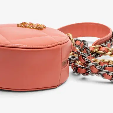 Chanel Chanel Pink Peach Lambskin Leather 19 Round Chain Mini Clutch by The Solist | Thumbnail 8 Chanel Chanel Pink Peach Lambskin Leather 19 Round Chain Mini Clutch by The Solist | Thumbnail 8