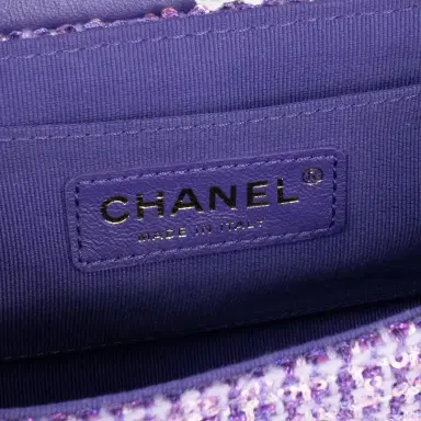 Chanel Chanel Purple Tweed Sequin Canvas Top Handle Flap Bag by The Solist | Thumbnail 10 Chanel Chanel Purple Tweed Sequin Canvas Top Handle Flap Bag by The Solist | Thumbnail 10