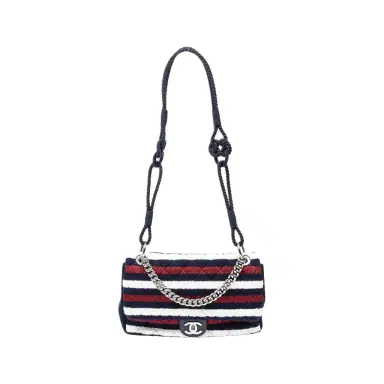 Chanel Chanel Quilted Striped Jersey Canvas Rope Single Flap Bag by The Solist | Thumbnail 1 Chanel Chanel Quilted Striped Jersey Canvas Rope Single Flap Bag by The Solist | Thumbnail 1