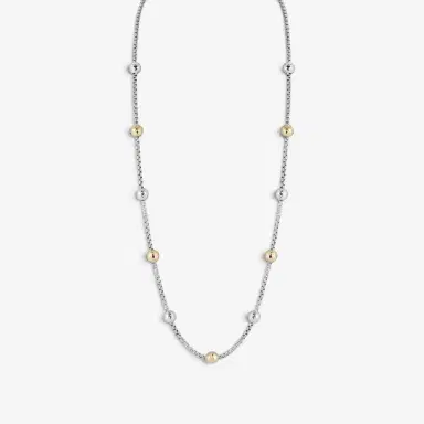JAI JAI Sterling Silver & 14K Yellow Gold Hammered Bead Box Chain Necklace by The Solist | Thumbnail 2 JAI JAI Sterling Silver & 14K Yellow Gold Hammered Bead Box Chain Necklace by The Solist | Thumbnail 2