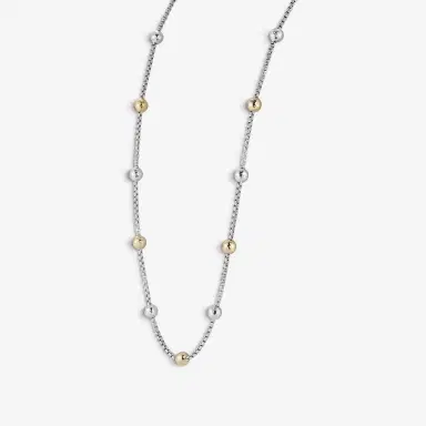 JAI JAI Sterling Silver & 14K Yellow Gold Hammered Bead Box Chain Necklace by The Solist | Thumbnail 3 JAI JAI Sterling Silver & 14K Yellow Gold Hammered Bead Box Chain Necklace by The Solist | Thumbnail 3
