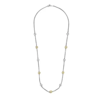 JAI JAI Sterling Silver & 14K Yellow Gold Hammered Bead Box Chain Necklace by The Solist | Thumbnail 1 JAI JAI Sterling Silver & 14K Yellow Gold Hammered Bead Box Chain Necklace by The Solist | Thumbnail 1