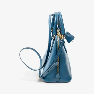 Prada Prada Blue Saffiano Leather Small Zip Promenade Bag by The Solist | Thumbnail 3 Prada Prada Blue Saffiano Leather Small Zip Promenade Bag by The Solist | Thumbnail 3