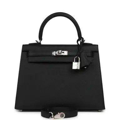HERMÈS Hermes Kelly Sellier 25 Black Epsom Palladium Hardware | Thumbnail 1 HERMÈS Hermes Kelly Sellier 25 Black Epsom Palladium Hardware | Thumbnail 1