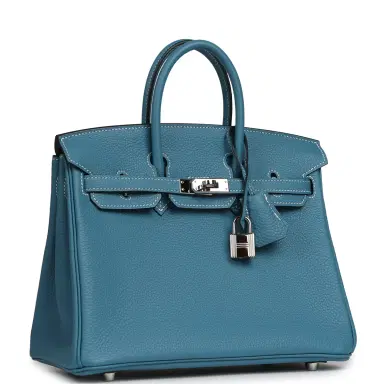 HERMÈS Pre-owned Hermes Birkin 25 Blue Jean Togo Palladium Hardware | Thumbnail 2 HERMÈS Pre-owned Hermes Birkin 25 Blue Jean Togo Palladium Hardware | Thumbnail 2