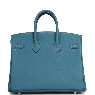 HERMÈS Pre-owned Hermes Birkin 25 Blue Jean Togo Palladium Hardware | Thumbnail 4 HERMÈS Pre-owned Hermes Birkin 25 Blue Jean Togo Palladium Hardware | Thumbnail 4
