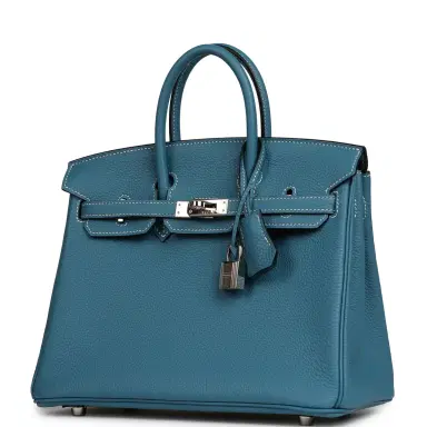 HERMÈS Pre-owned Hermes Birkin 25 Blue Jean Togo Palladium Hardware | Thumbnail 5 HERMÈS Pre-owned Hermes Birkin 25 Blue Jean Togo Palladium Hardware | Thumbnail 5