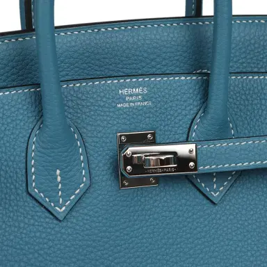 HERMÈS Pre-owned Hermes Birkin 25 Blue Jean Togo Palladium Hardware | Thumbnail 7 HERMÈS Pre-owned Hermes Birkin 25 Blue Jean Togo Palladium Hardware | Thumbnail 7