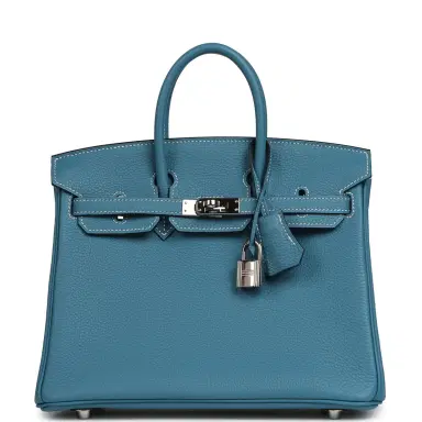 HERMÈS Pre-owned Hermes Birkin 25 Blue Jean Togo Palladium Hardware | Thumbnail 1 HERMÈS Pre-owned Hermes Birkin 25 Blue Jean Togo Palladium Hardware | Thumbnail 1