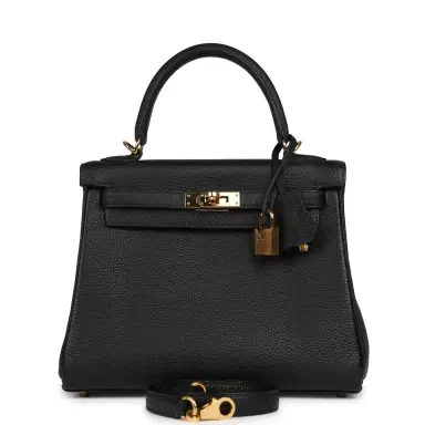 HERMÈS Pre-owned Hermes Kelly Retourne 25 Black Togo Gold Hardware | Thumbnail 1 HERMÈS Pre-owned Hermes Kelly Retourne 25 Black Togo Gold Hardware | Thumbnail 1