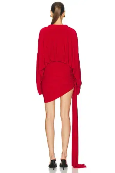 Norma Kamali Oversized Shirt Side Drape Dress With Bow | Thumbnail 4 Norma Kamali Oversized Shirt Side Drape Dress With Bow | Thumbnail 4