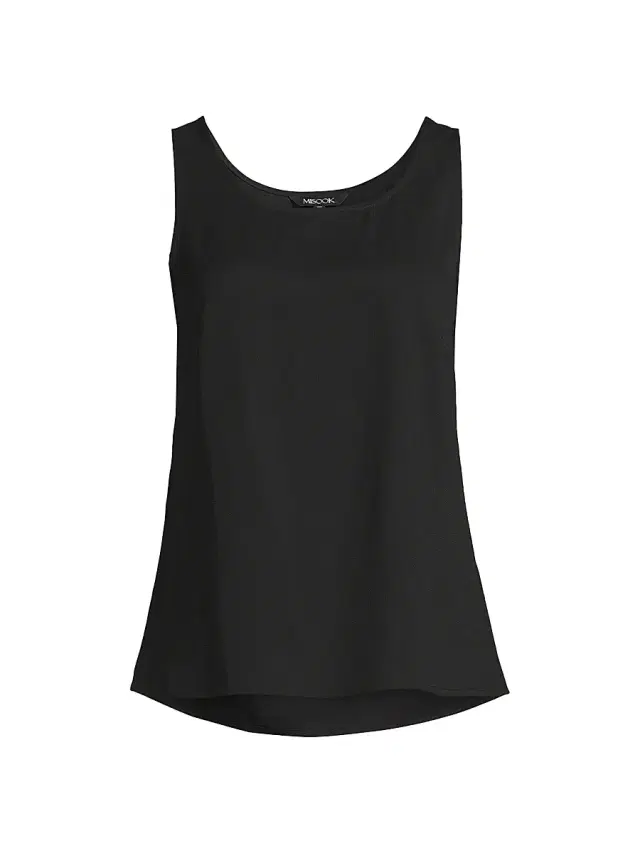 Women's Crepe De Chine Scoopneck Tank - Black Women's Crepe De Chine Scoopneck Tank - Black