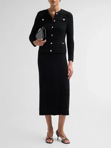 Misook Women's Heritage Button-Front Ottoman Knit Jacket - Black | Thumbnail 2 Misook Women's Heritage Button-Front Ottoman Knit Jacket - Black | Thumbnail 2