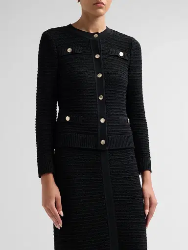 Misook Women's Heritage Button-Front Ottoman Knit Jacket - Black | Thumbnail 4 Misook Women's Heritage Button-Front Ottoman Knit Jacket - Black | Thumbnail 4