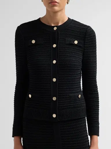 Misook Women's Heritage Button-Front Ottoman Knit Jacket - Black | Thumbnail 5 Misook Women's Heritage Button-Front Ottoman Knit Jacket - Black | Thumbnail 5