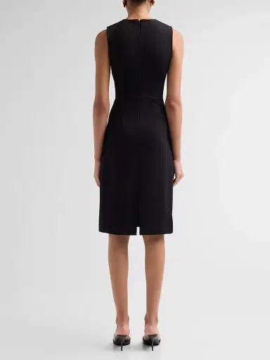 Misook Women's Contrast Stitch Ponte Sheath Dress - Black Charmeuse | Thumbnail 3 Misook Women's Contrast Stitch Ponte Sheath Dress - Black Charmeuse | Thumbnail 3