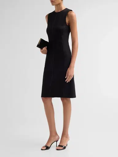 Misook Women's Contrast Stitch Ponte Sheath Dress - Black Charmeuse | Thumbnail 4 Misook Women's Contrast Stitch Ponte Sheath Dress - Black Charmeuse | Thumbnail 4