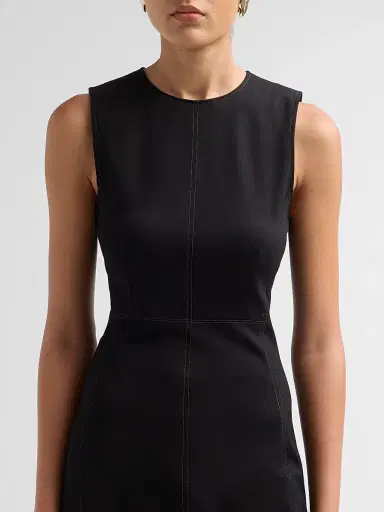 Misook Women's Contrast Stitch Ponte Sheath Dress - Black Charmeuse | Thumbnail 5 Misook Women's Contrast Stitch Ponte Sheath Dress - Black Charmeuse | Thumbnail 5