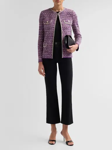 Misook Women's Eyelash Ribbon Knit Jacket - Fresh Purple Biscotti | Thumbnail 2 Misook Women's Eyelash Ribbon Knit Jacket - Fresh Purple Biscotti | Thumbnail 2